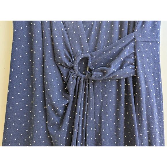 Lands' End Tencel Cotton Modal Polka Dot Surplice Maxi Dress Women Sz L/P - Picture 6 of 8